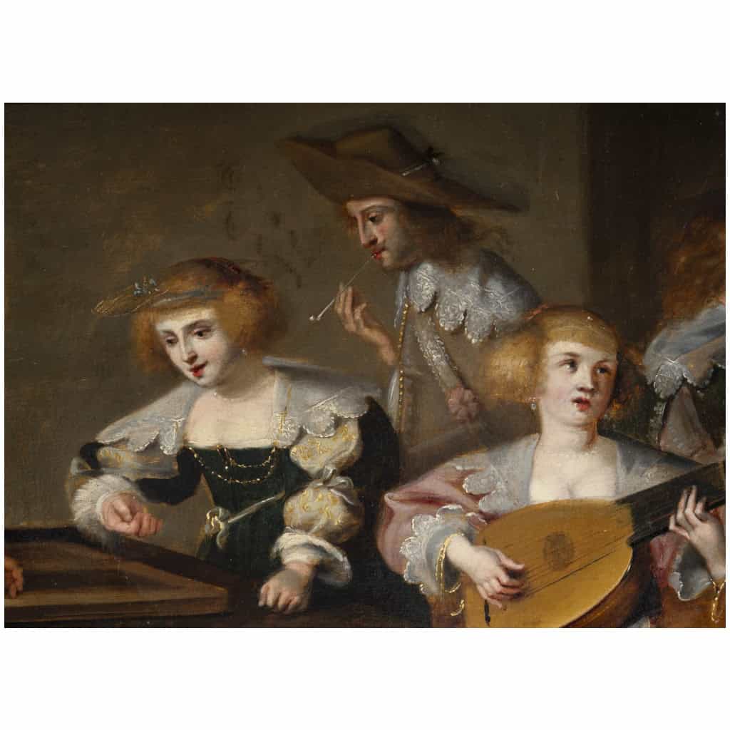 Christoffel Van Der LAMEN 1606-1651 Plaisir Musical Et Joueurs De Tric-trac 9