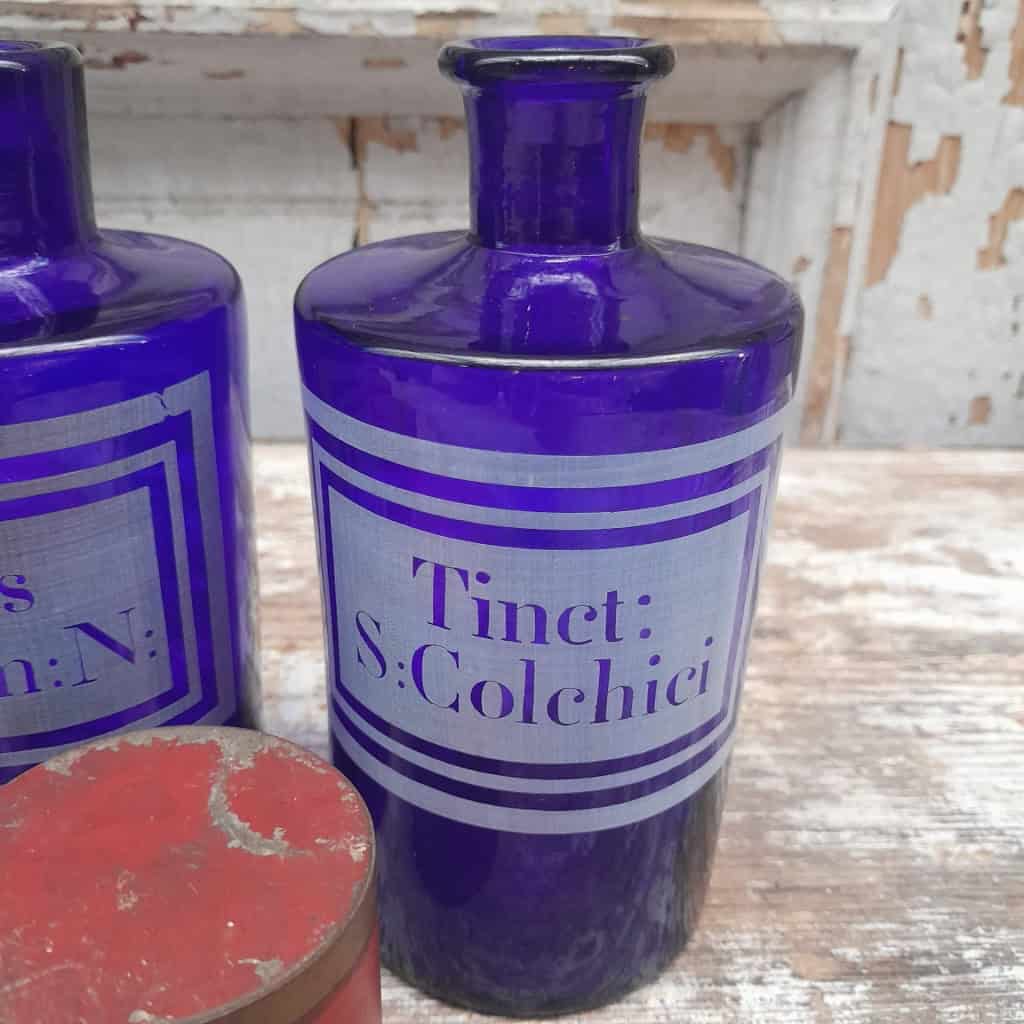 Petits flacons de pharmacie, verre soufflé bleu cobalt, fin XIXème 10