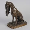 Sculpture – Chien Tenant Un Lièvre Dans La Gueule , Ferdinand Pautrot (1832 – 1874) – Bronze 16