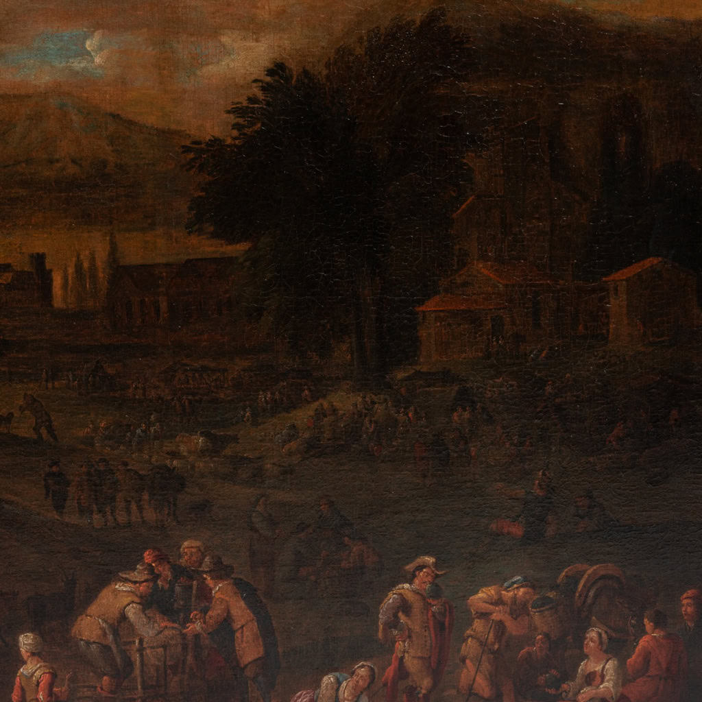 Attribué à Pieter Bout (1658-1719) et Adriaen Frans Van Bondewyns (1644-1711), « Paysans et orientaux au marché », XVIIIe 8