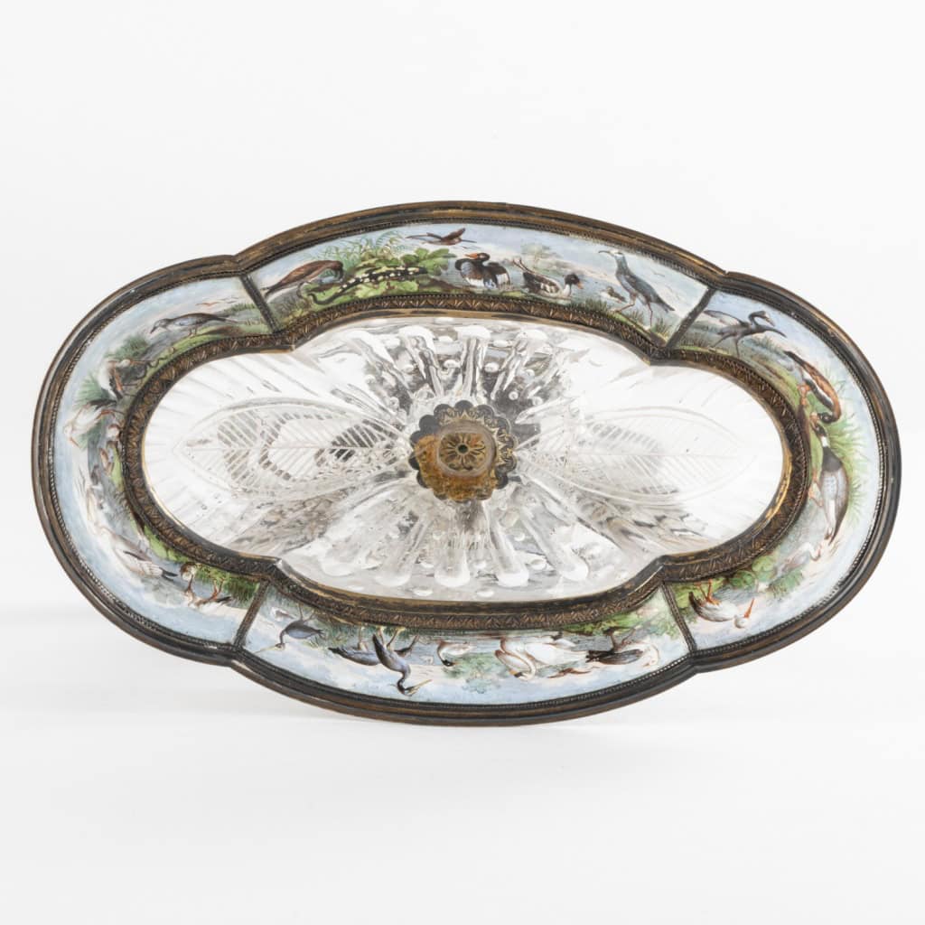 Coupe en cristal de roche et argent doré à la cigogne et décors émaillés, XIXe 8