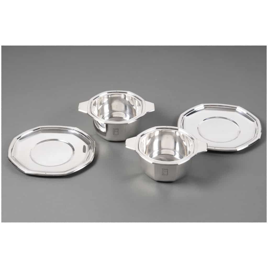 JEAN E. PUIFORCAT – PAIRE DE SAUCIERES ARGENT MASSIF ART DECO 17