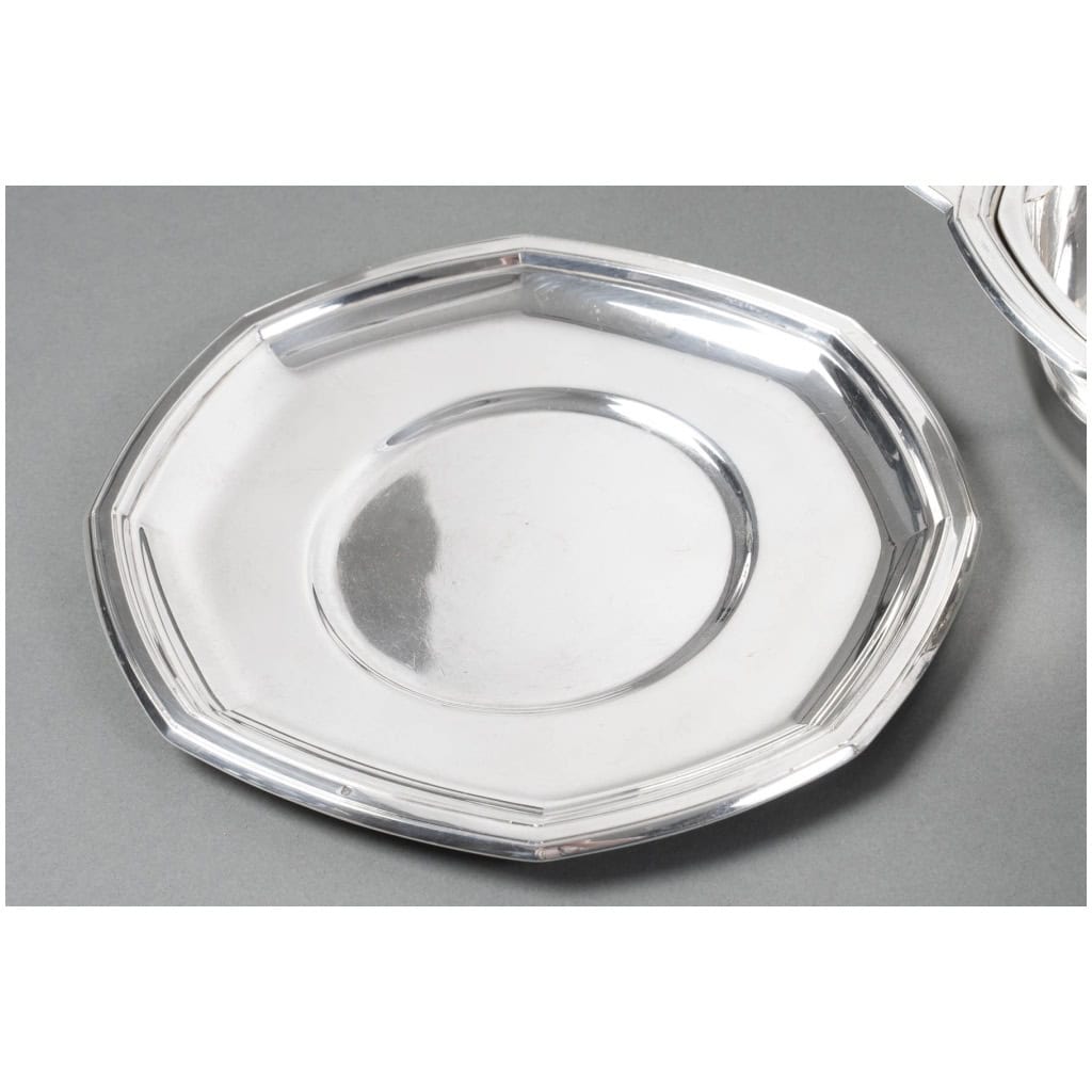 JEAN E. PUIFORCAT – PAIRE DE SAUCIERES ARGENT MASSIF ART DECO 13