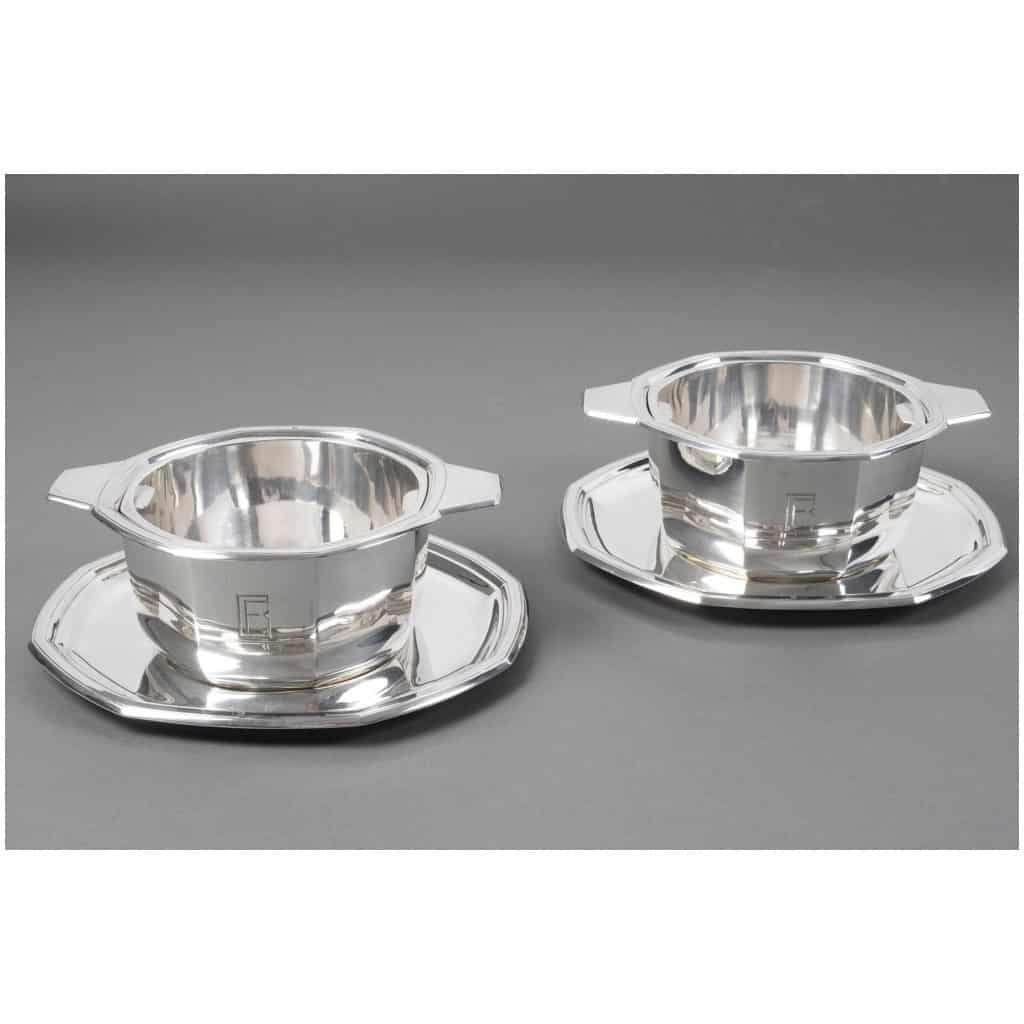 JEAN E. PUIFORCAT – PAIRE DE SAUCIERES ARGENT MASSIF ART DECO 3