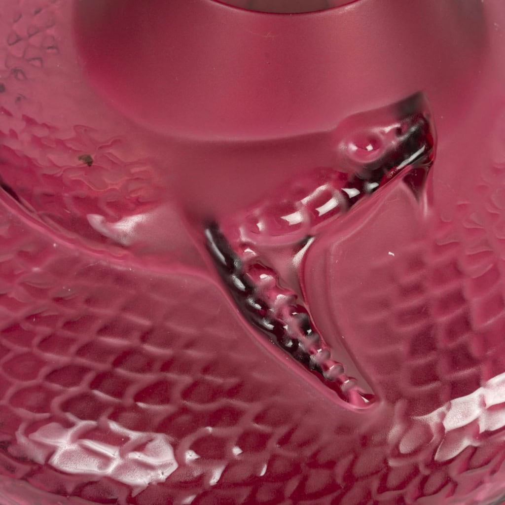 Lalique France – Vase Serpent Cristal Rouge En Coffret 6