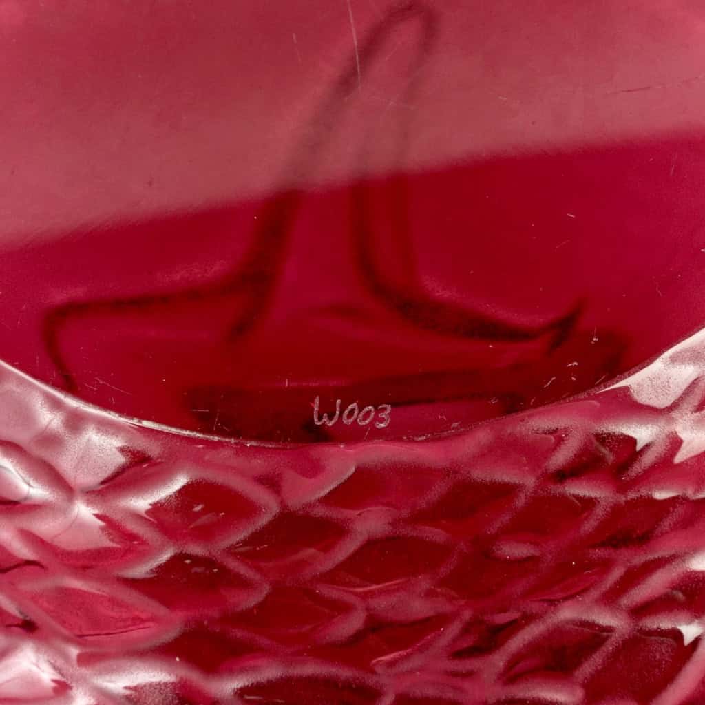 Lalique France – Vase Serpent Cristal Rouge En Coffret 9