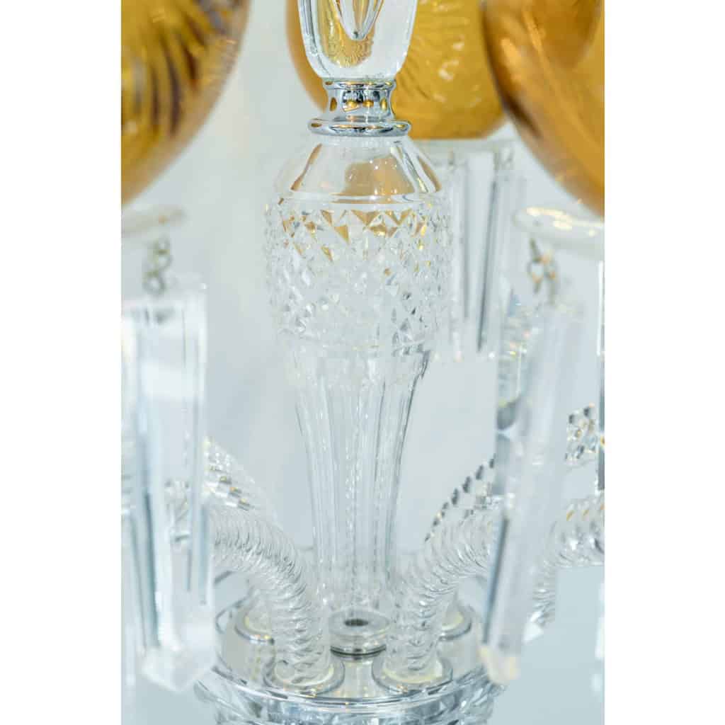 Saint Louis – Candélabre Maharadja Cristal Blanc Et Ambre 6