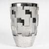 1930 Jean Luce – Vase Art Deco Moderniste Verre Blanc Emaillé Argent 8