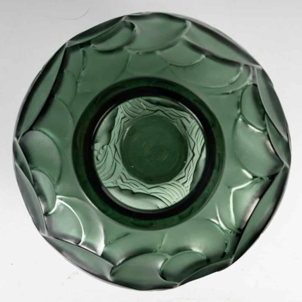 Lalique France – Vase Courlis Cristal Vert – Neuf En Coffret 6