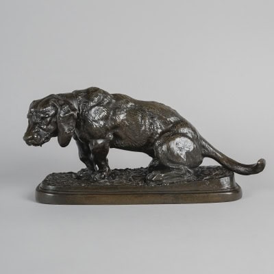 Sculpture Bronze – Basset Assis , Antoine – Louis Barye (1795-1875)