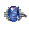 Bague Saphir De Ceylan 2.30 Ct Entouré Diamants Calibrés 17