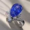 Tanzanite De 3.75 Cts Entourée De Diamants, Bague “diadème” Or Blanc 18 Ct 11