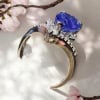 Tanzanite De 3.75 Cts Entourée De Diamants, Bague “diadème” Or Blanc 18 Ct 12