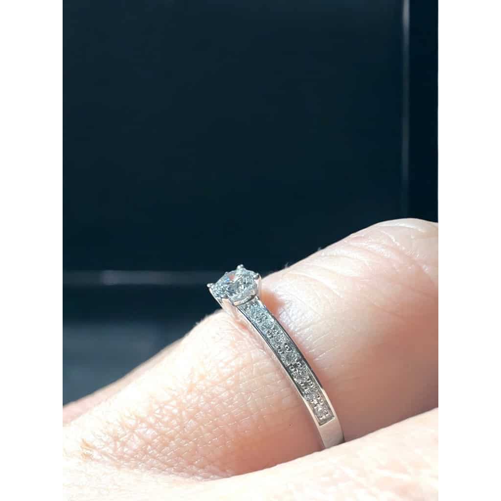 Solitaire Diamant: 0.25 Carat Entouré Pavage Diamants, Bague Or 18 Carat 8