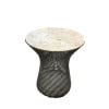 Knoll& Waren PLATNER, Paire de tables d’appoint en acier, plateau en marbre blanc veiné beige 10