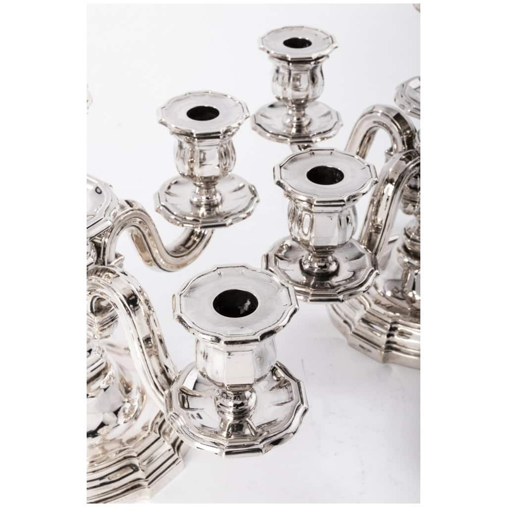 ORFÈVRE TETARD FRÈRES – PAIRE DE CANDELABRES EN ARGENT MASSIF ÉPOQUE 1930 16