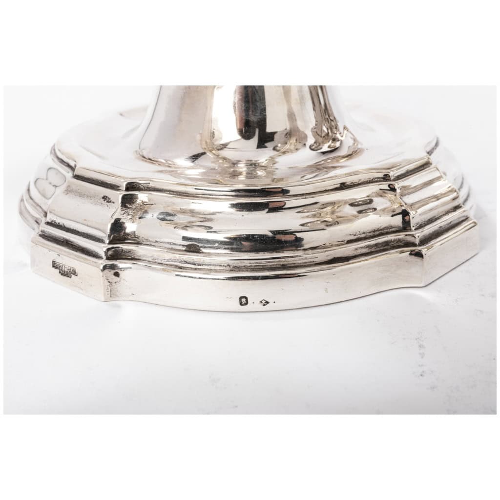 ORFÈVRE TETARD FRÈRES – PAIRE DE CANDELABRES EN ARGENT MASSIF ÉPOQUE 1930 13