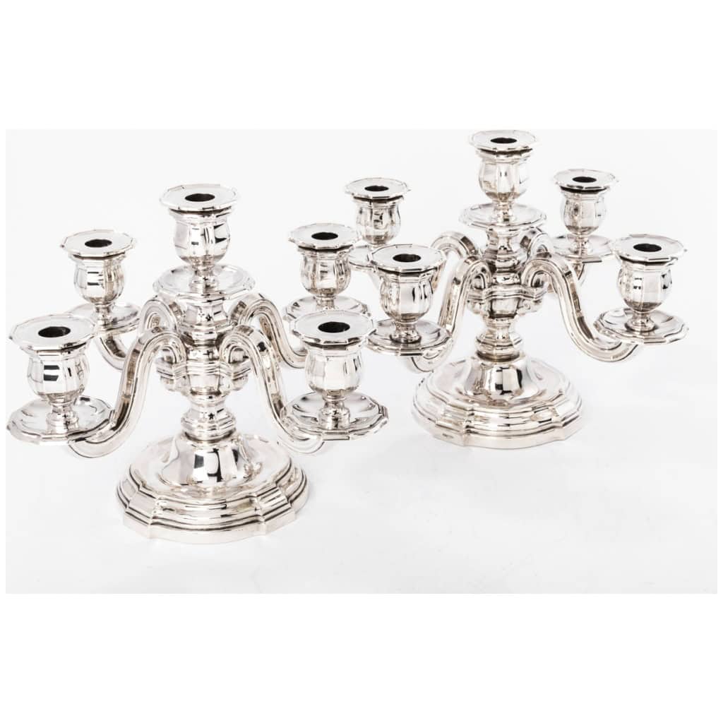 ORFÈVRE TETARD FRÈRES – PAIRE DE CANDELABRES EN ARGENT MASSIF ÉPOQUE 1930 3