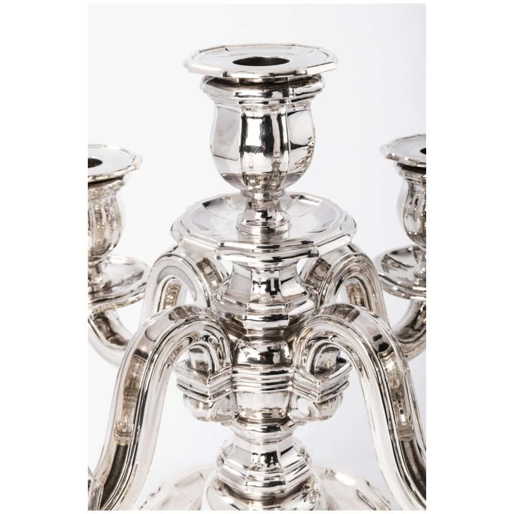 ORFÈVRE TETARD FRÈRES – PAIRE DE CANDELABRES EN ARGENT MASSIF ÉPOQUE 1930 5