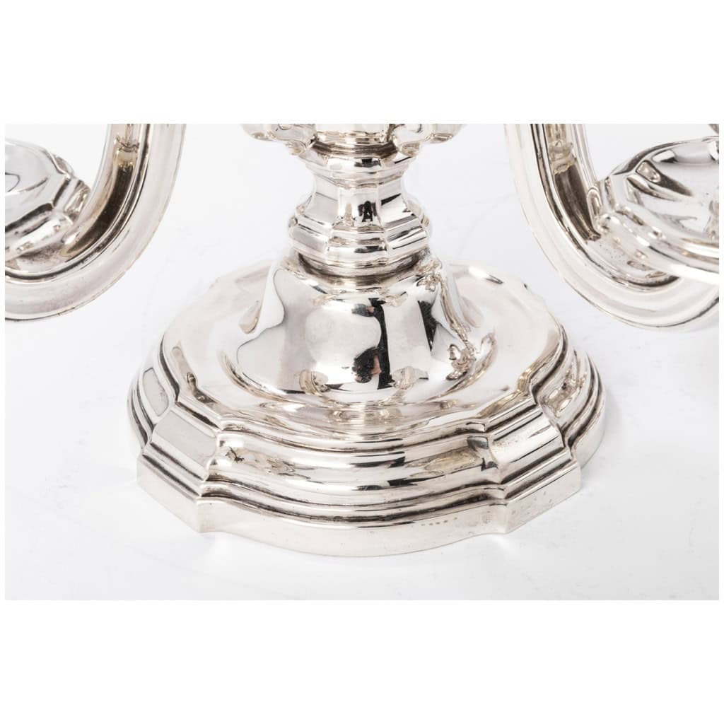 ORFÈVRE TETARD FRÈRES – PAIRE DE CANDELABRES EN ARGENT MASSIF ÉPOQUE 1930 7