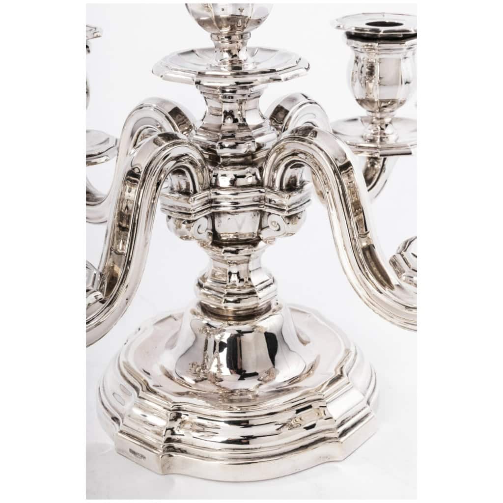 ORFÈVRE TETARD FRÈRES – PAIRE DE CANDELABRES EN ARGENT MASSIF ÉPOQUE 1930 8