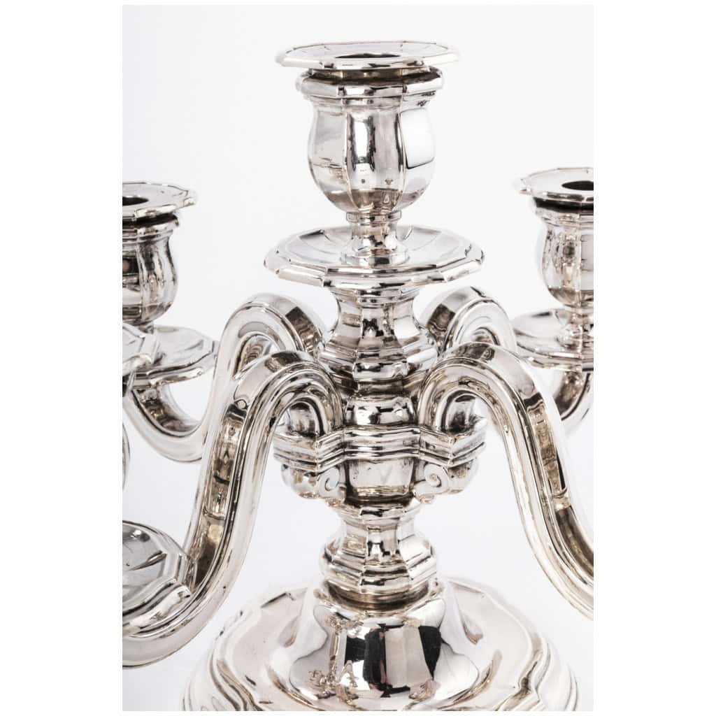 ORFÈVRE TETARD FRÈRES – PAIRE DE CANDELABRES EN ARGENT MASSIF ÉPOQUE 1930 9