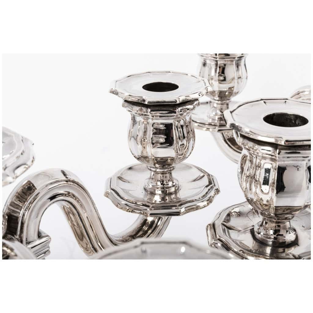 ORFÈVRE TETARD FRÈRES – PAIRE DE CANDELABRES EN ARGENT MASSIF ÉPOQUE 1930 10