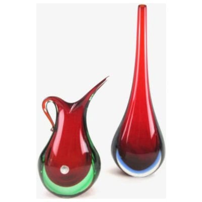 Deux vases dits “Sommerso” en verre de Murano.