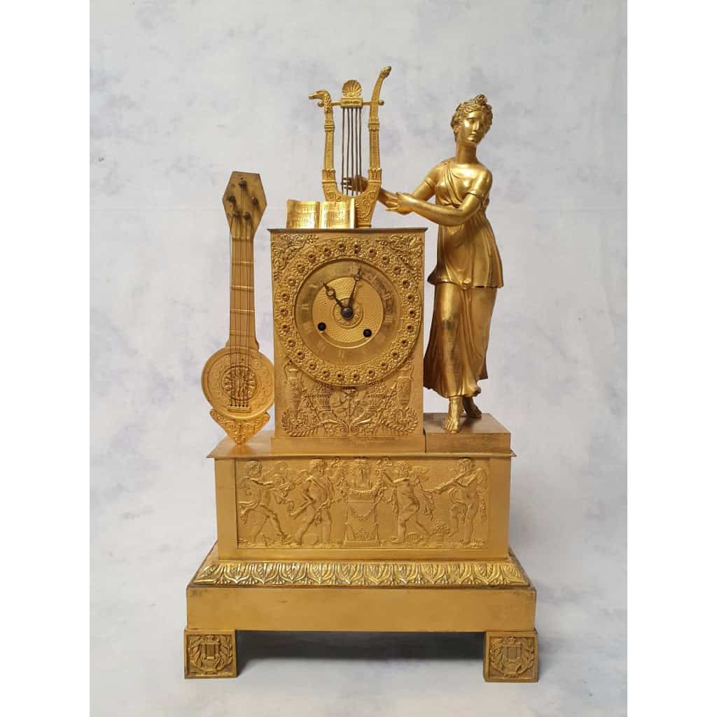 Pendule époque Restauration – Orphée et sa Lyre – Bronze Doré – 19ème 3