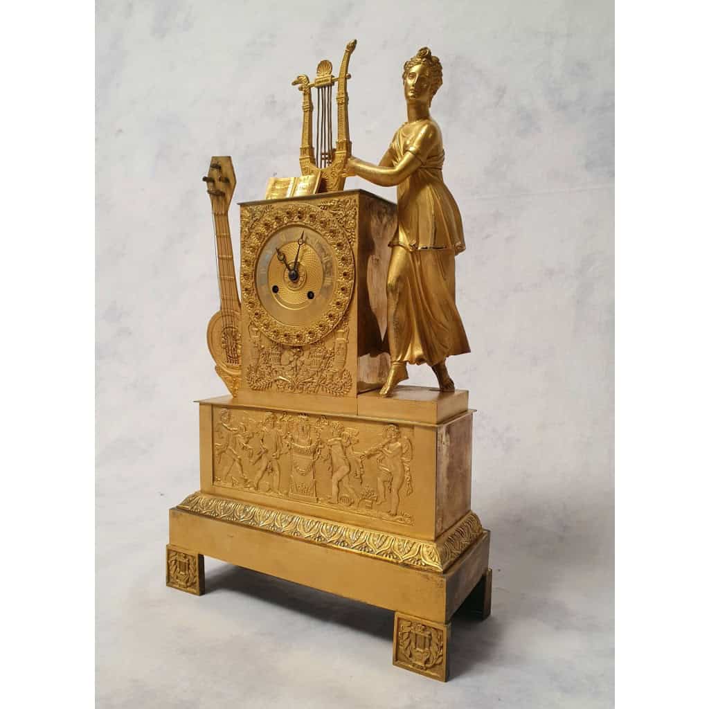 Pendule époque Restauration – Orphée et sa Lyre – Bronze Doré – 19ème 4