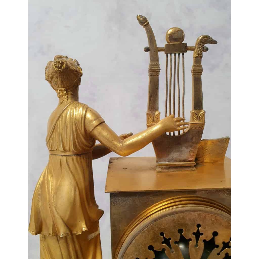 Pendule époque Restauration – Orphée et sa Lyre – Bronze Doré – 19ème 14