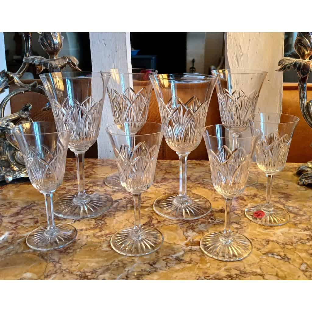 4 grands verres et 4 petits verres en cristal Saint Louis 3