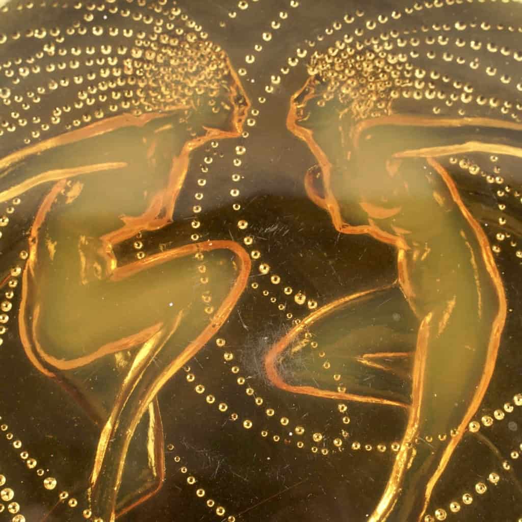 1921 René Lalique – Boîte Deux Sirènes Verre Orange Opalescent 6