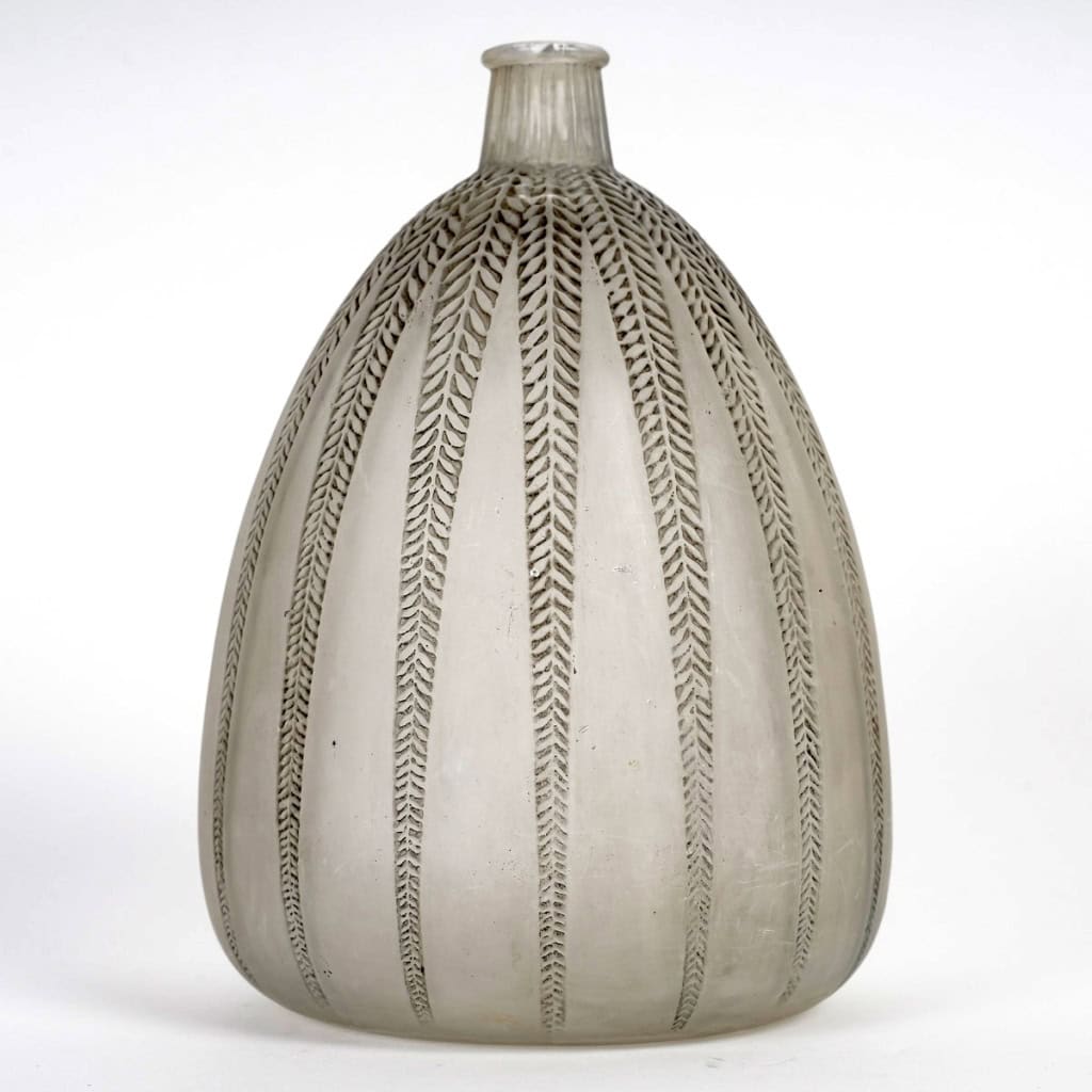 1921 René Lalique – Vase Mimosa Verre Blanc Patiné Gris 3