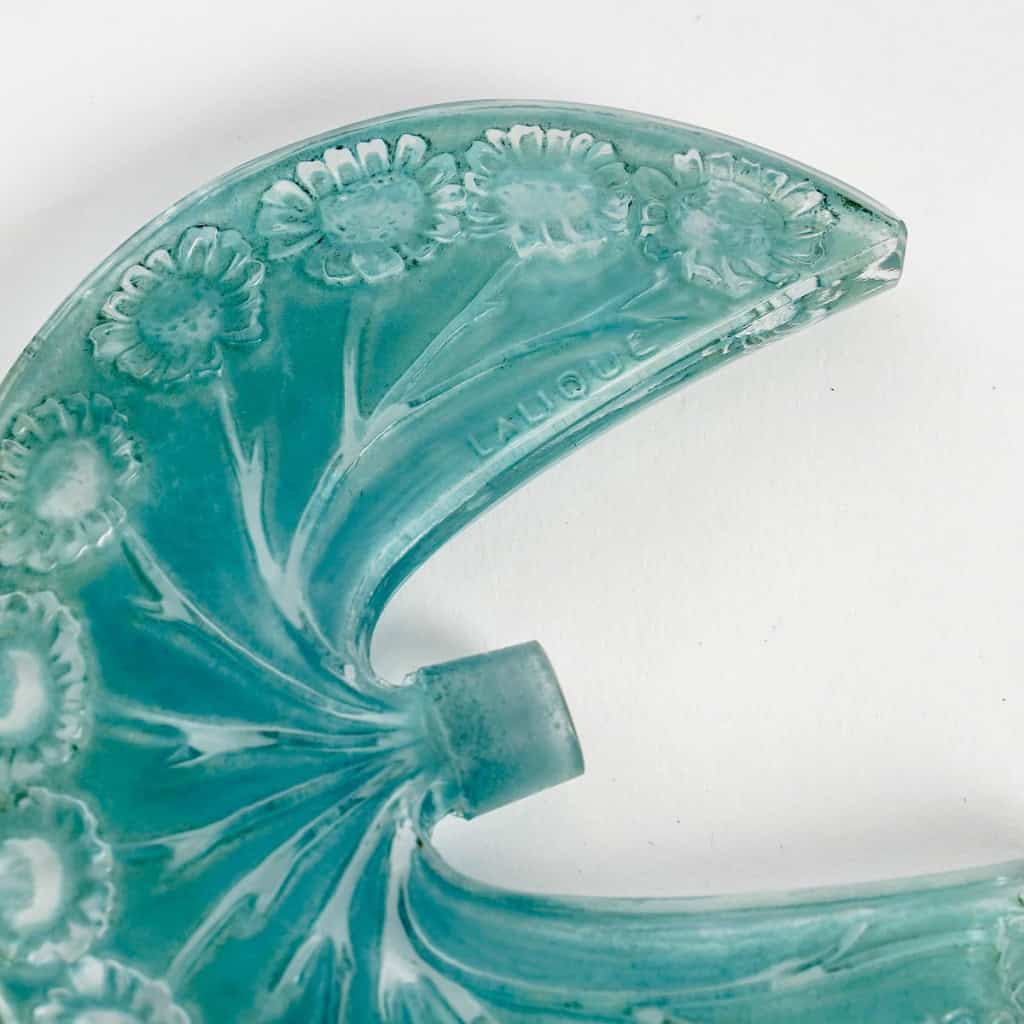 1913 René Lalique – Flacon Pâquerettes Verre Blanc Patiné Bleu Turquoise Pour Roger Et Gallet 6