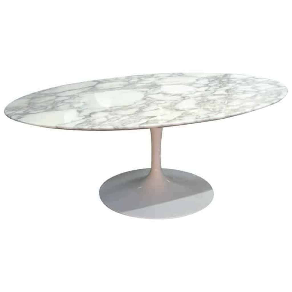 Eero Saarinen & Knoll : Table “Tulip” plateau ovale Calacatta 3