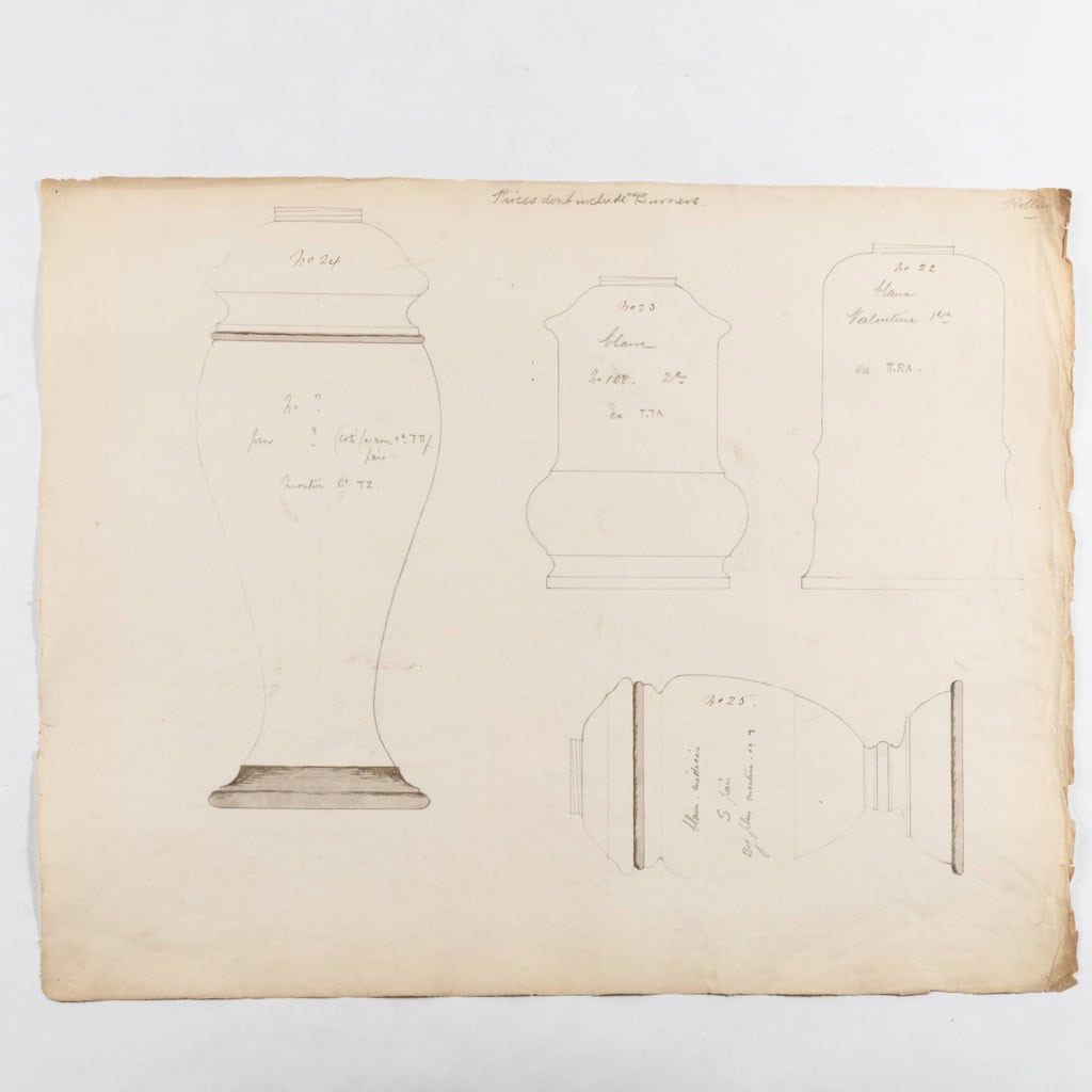 Série d’aquarelles et dessins de vases d’une manufacture, XIXe 15