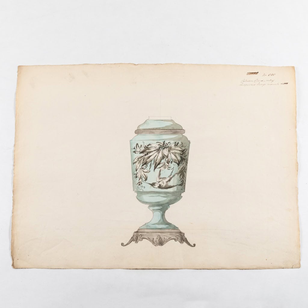 Série d’aquarelles et dessins de vases d’une manufacture, XIXe 4