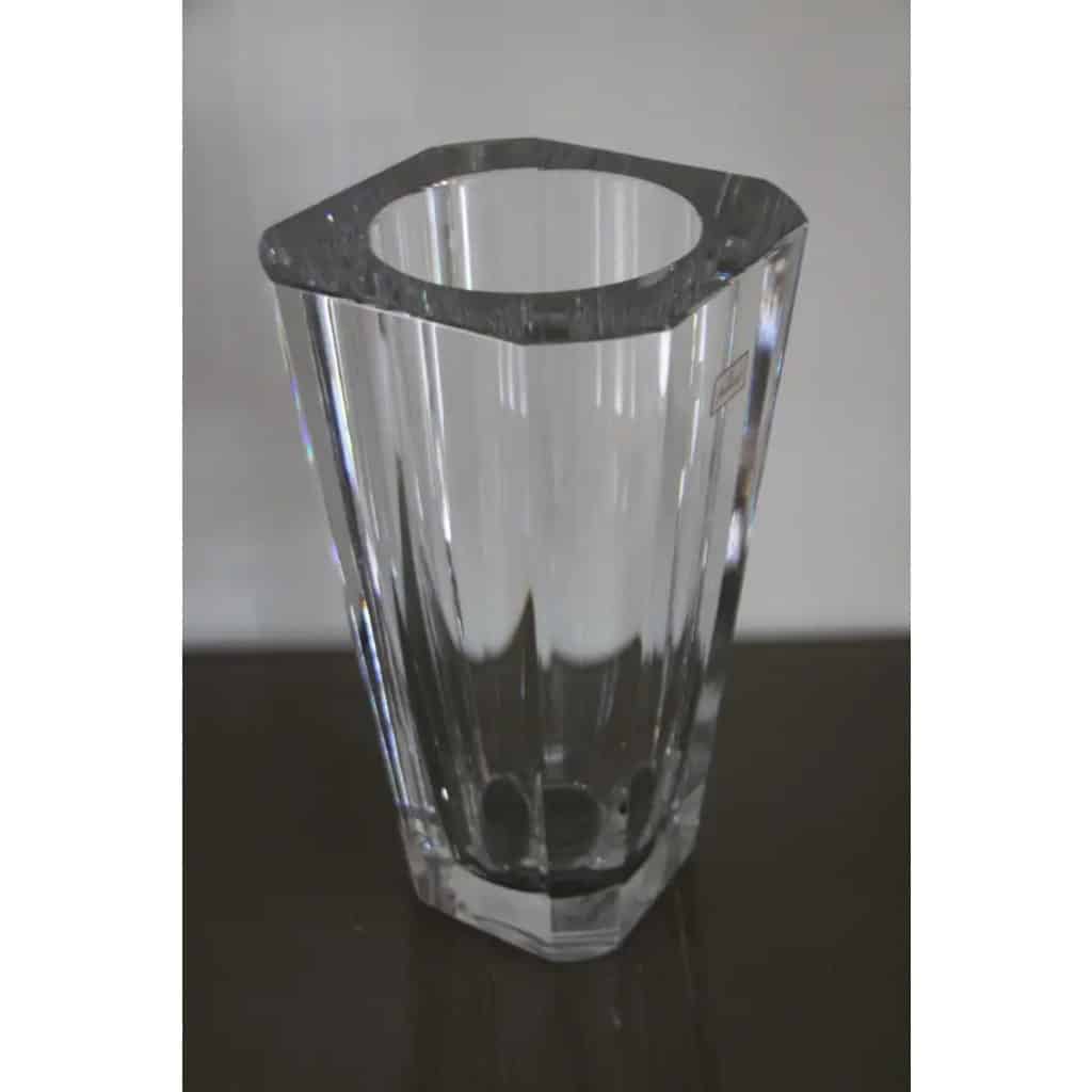 Grand vase en cristal transparent taillé Baccarat 30 cm 7