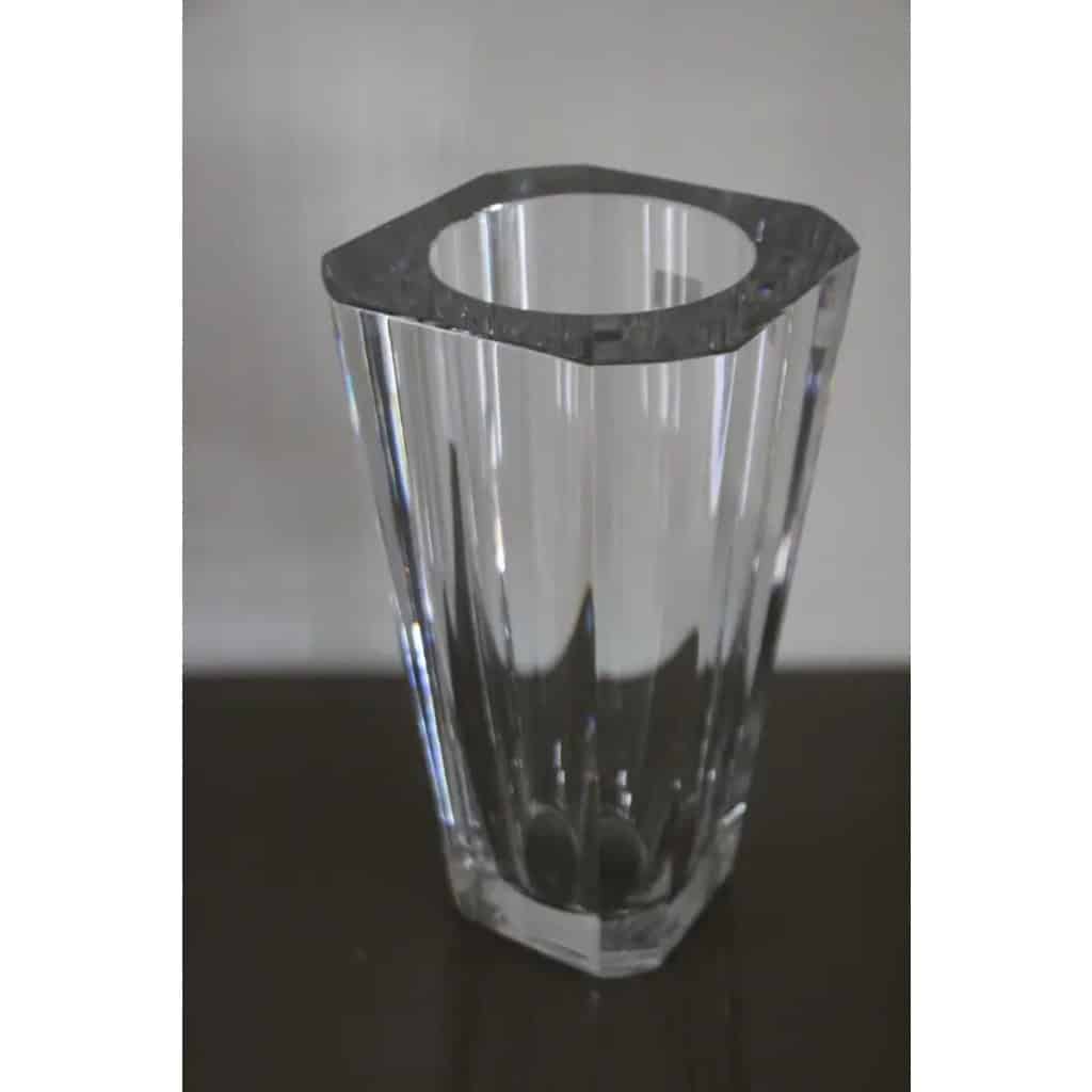 Grand vase en cristal transparent taillé Baccarat 30 cm 8