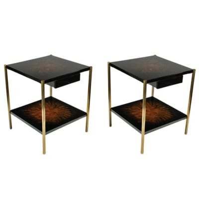 1970 Paire de tables d’appoint Maison Jansen.