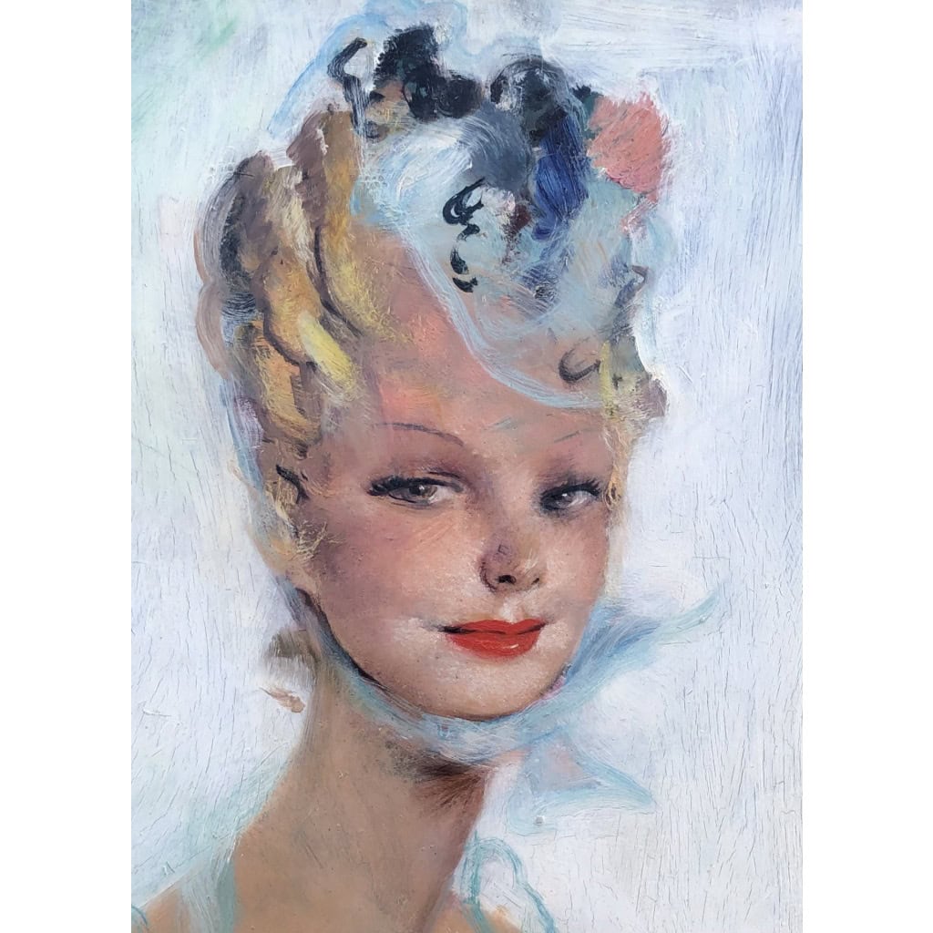 DOMERGUE Jean Gabriel Peinture Française 20è Portrait D’une élégante Huile Signée Certificat 9