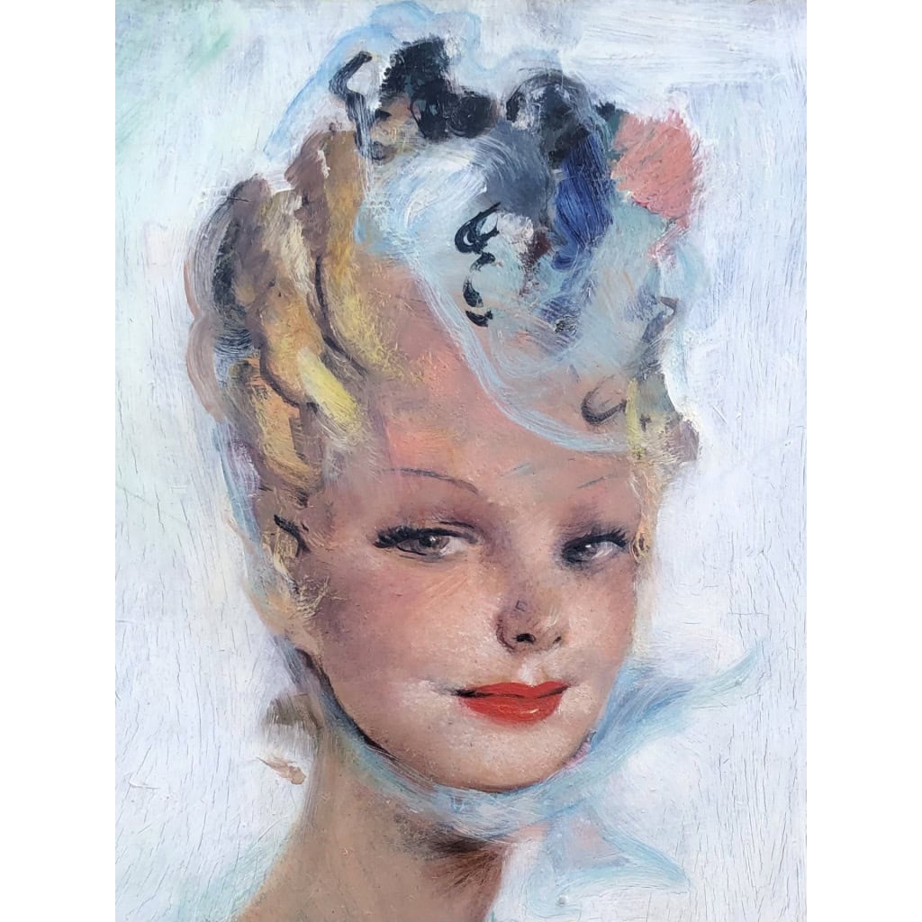 DOMERGUE Jean Gabriel Peinture Française 20è Portrait D’une élégante Huile Signée Certificat 5