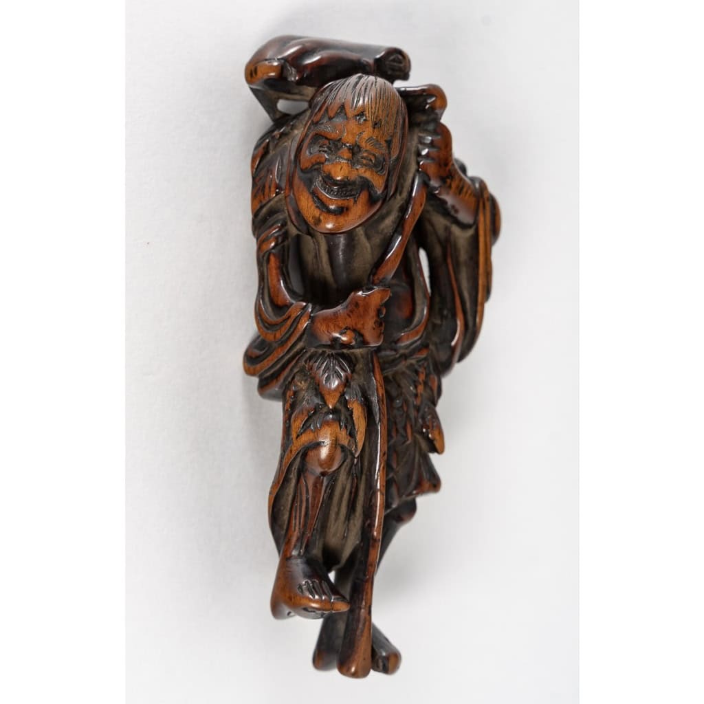 Netsuke En Buis d’Un Gama Sennin Par Gyokkei 19ème Siècle 4