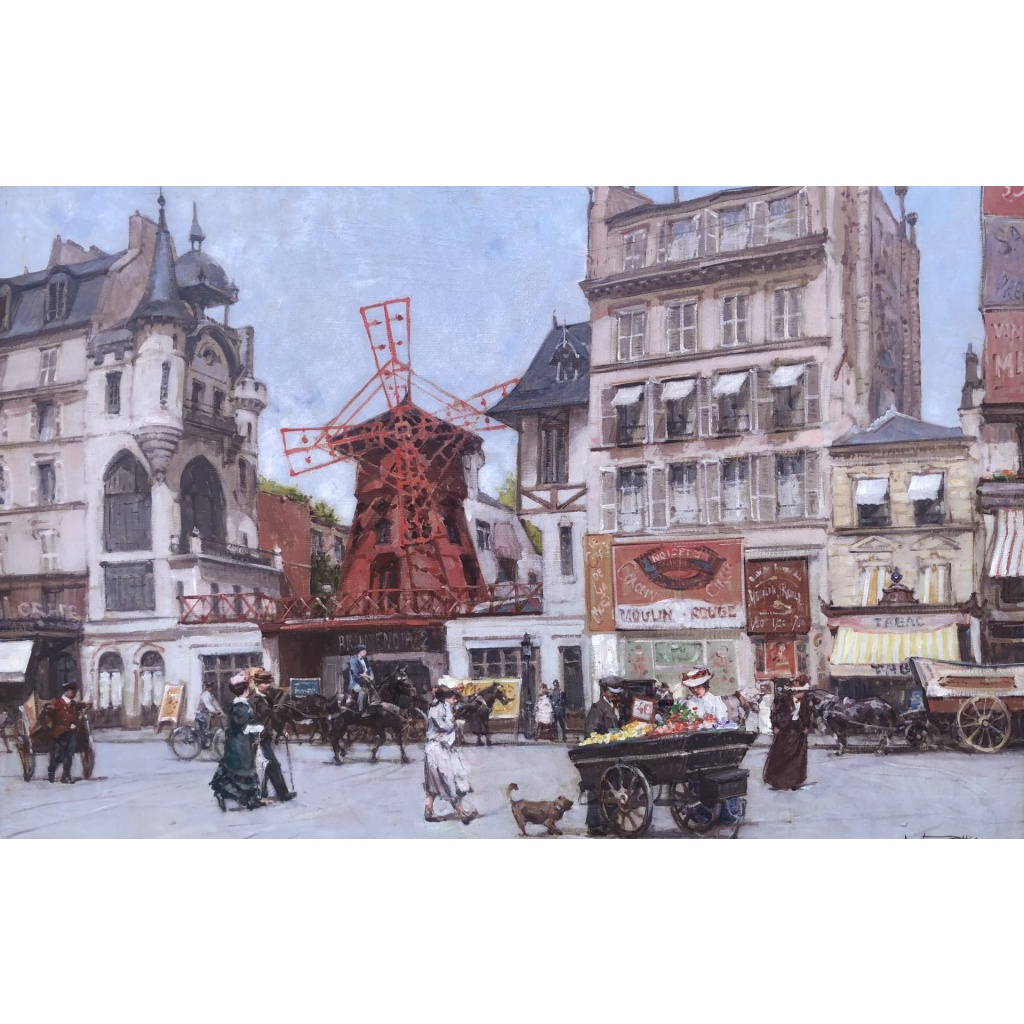 Leon ZEYTLINE Ecole Russe 20è Siècle Vue De Paris Le Moulin Rouge Huile Sur Toile Signée Certificat Catalogue raisonné 4