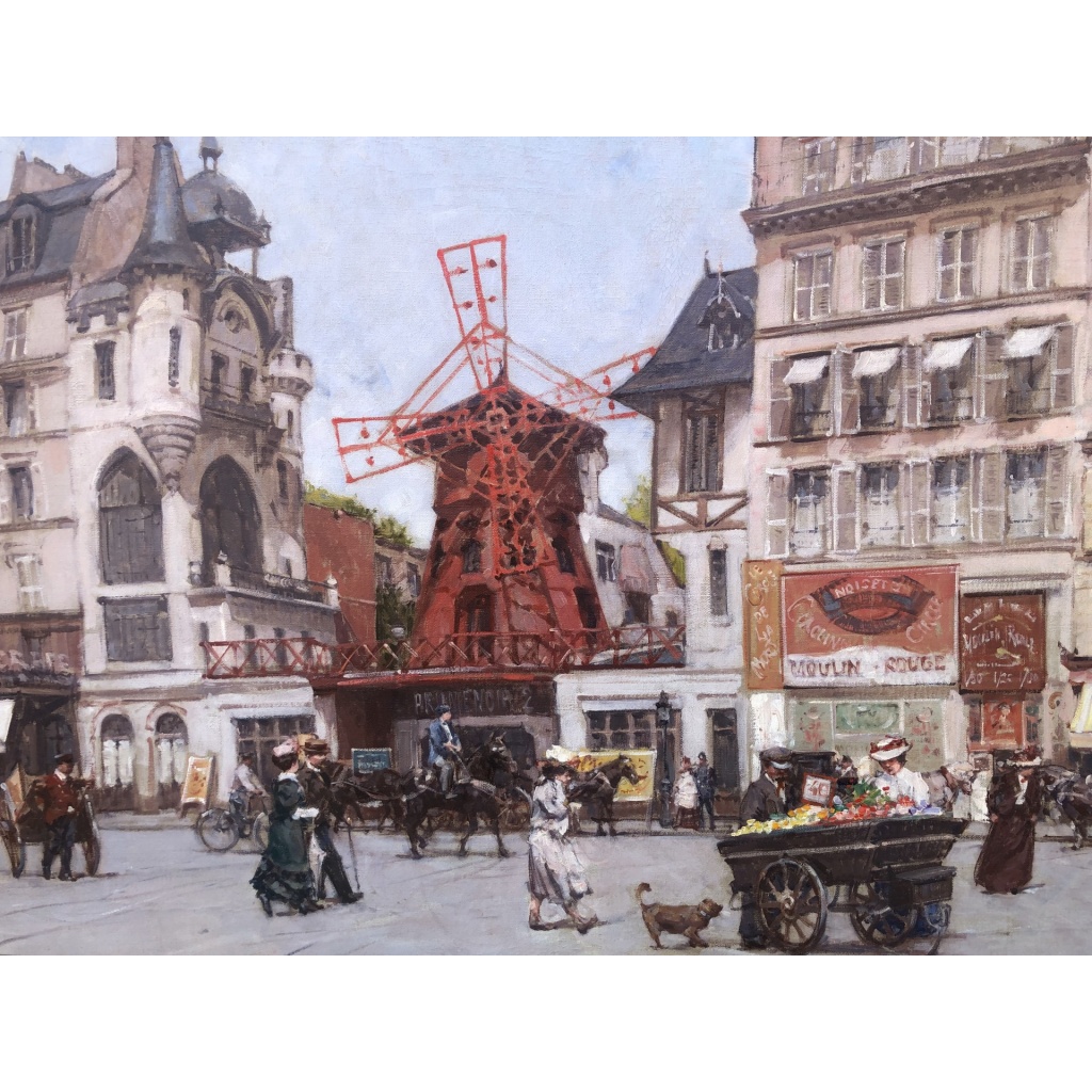 Leon ZEYTLINE Ecole Russe 20è Siècle Vue De Paris Le Moulin Rouge Huile Sur Toile Signée Certificat Catalogue raisonné 5