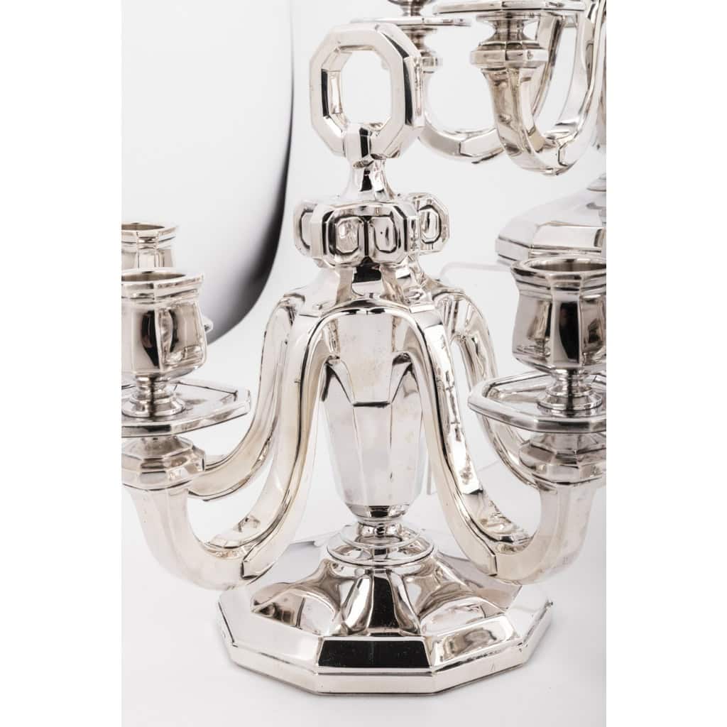 Orfèvre Gustave KELLER -Paire de Candélabres argent massif Epoque ART DECO 4