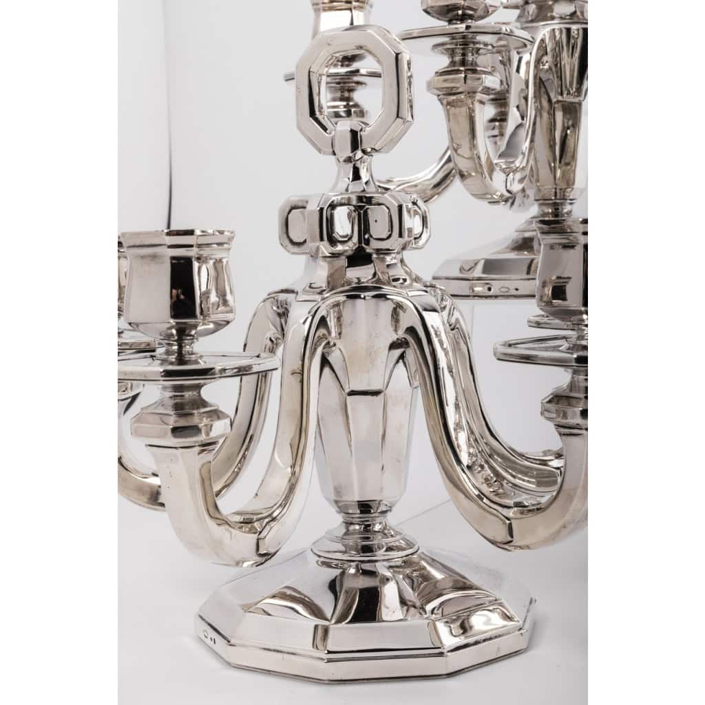 Orfèvre Gustave KELLER -Paire de Candélabres argent massif Epoque ART DECO 6