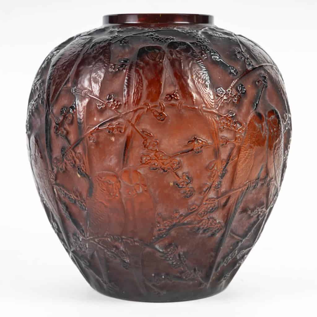 René Lalique – Vase” Perruches ” Teinté Ambre 4