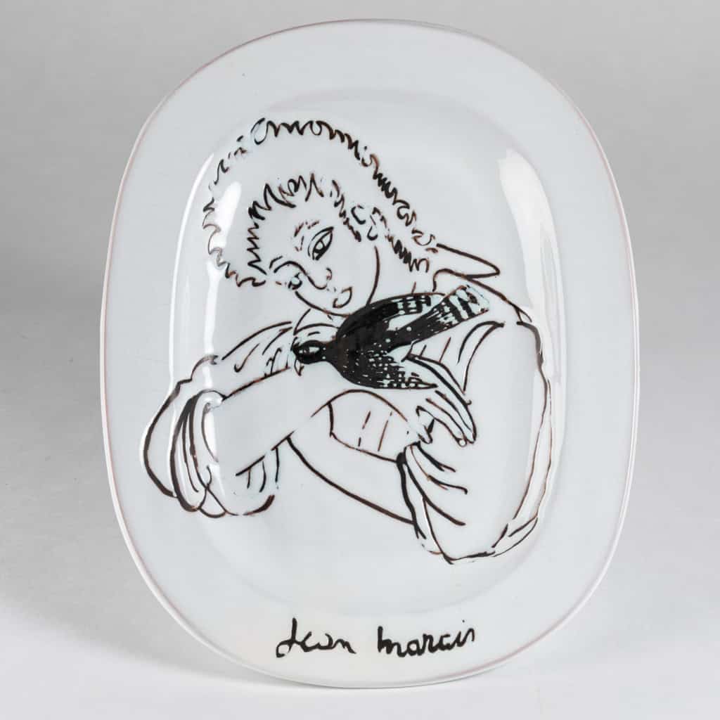 Jean Marais (1913-1998), Plat “L’enfant et l’oiseau”, XXe 3